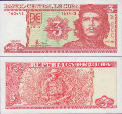 Банкнота Кубы 3 песо 2004 год