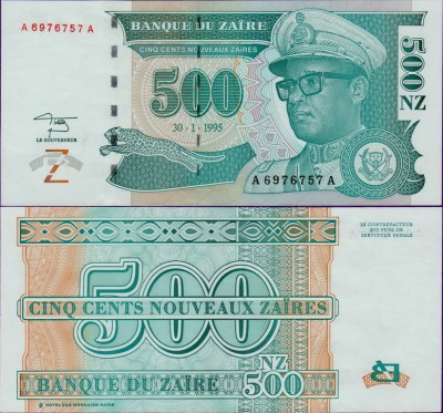 Банкнота Заира 500 новых заир 1995 год