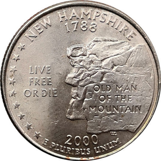 Монета США 25 центов 2000 год 9-й штат Нью-Гэмпшир
