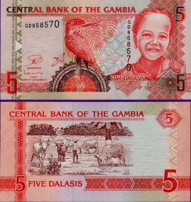 Банкнота Гамбии 5 даласи 2012