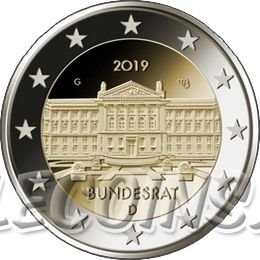 Монета Германии 2 евро 2019 Бундесрат