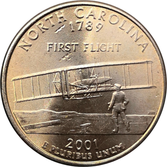 США 25 центов 2001 12-й штат Северная Каролина