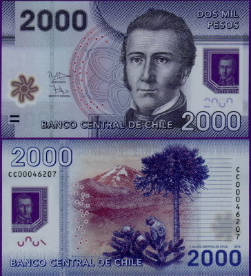Банкнота Чили 2000 песо 2012 год полимер