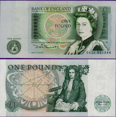Банкнота Великобритании 1 фунт 1982