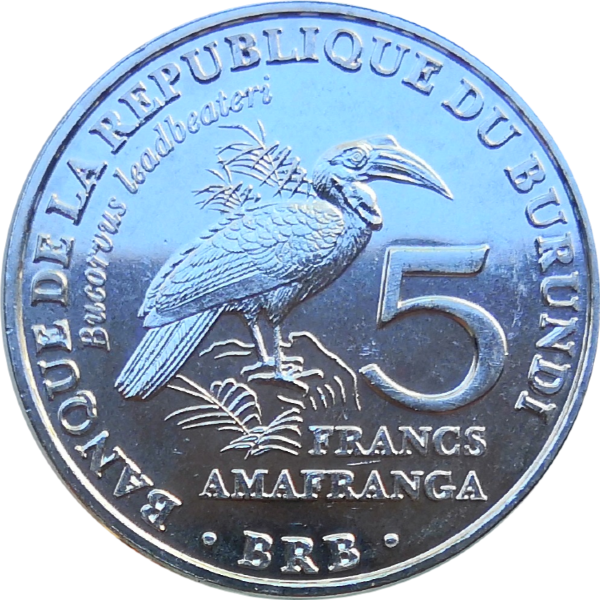 Монета Бурунди 5 франков 2014 Ворон