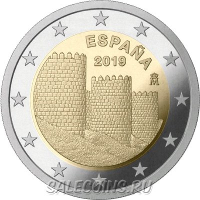 Монета Испании 2 евро 2019 год Старый город Авила