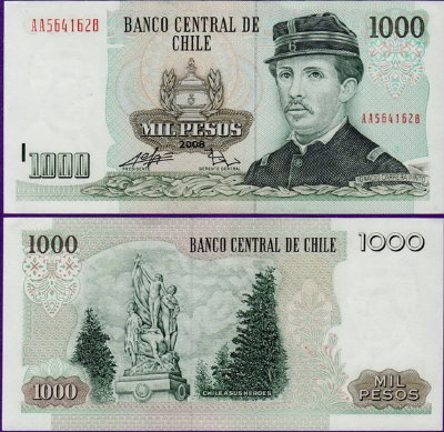 Банкнота Чили 1000 песо 2008 год