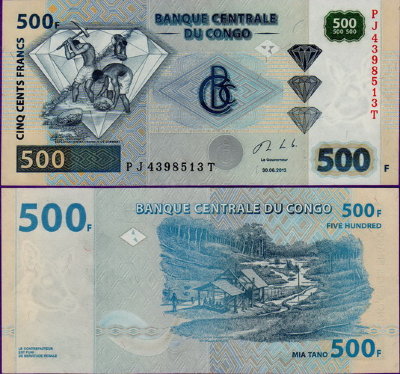 Банкнота ДР Конго 500 франков 2013 года