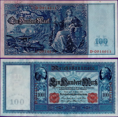 Банкнота Германии Империя 100 марок 1908
