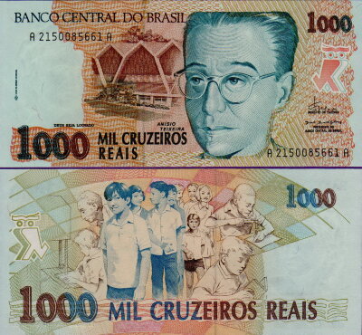 Бразилия 1000 крузейро реал 1993