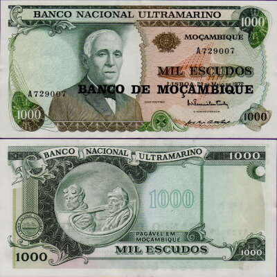 Банкнота Мозамбика 1000 эскудо 1976 год