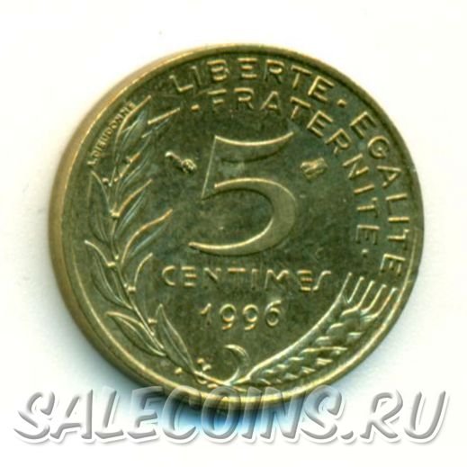 Монета Франции 5 сантимов 1994 г