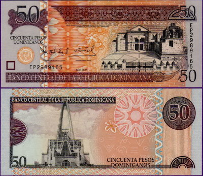 Банкнота Доминиканы 50 песо 2011 год