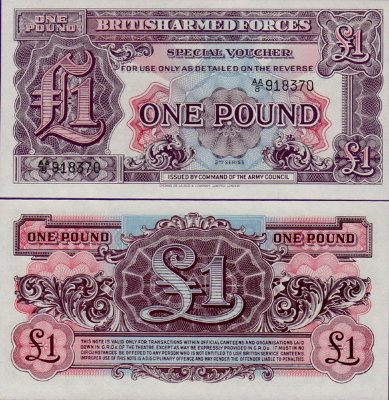 Банкнота Британские вооруженные силы 1 фунт 1948 год