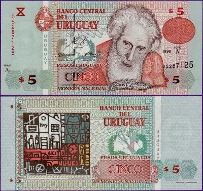 Банкнота Уругвая 5 песо 1998