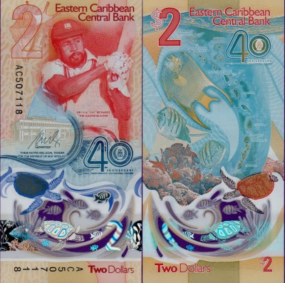 Банкнота Восточно-Карибских стран 2 доллара 2023 полимер