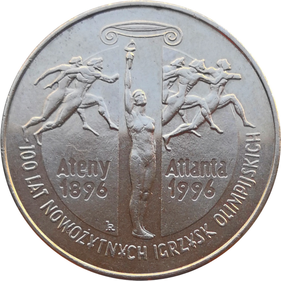 Монета Польши 2 злотых 100 лет Олимпийским играм современности 1995 год