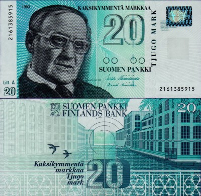 Банкнота Финляндии 20 марок 1993