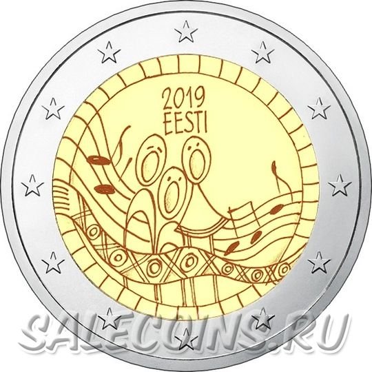 Монета Эстонии 2 евро 2019 год 150-летие первого фестиваля песни