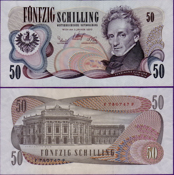 Банкнота Австрии 50 шиллингов 1970 год
