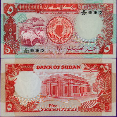 Банкнота Судана 5 фунтов 1991