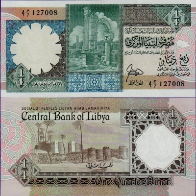 Банкнота Ливии 1/4 динара 1990 года