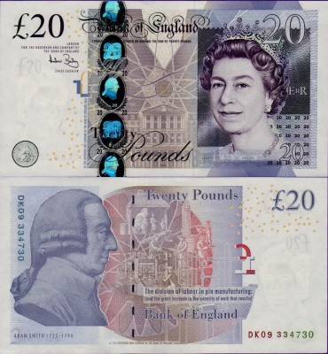 Банкнота Великобритании 20 фунтов 2006