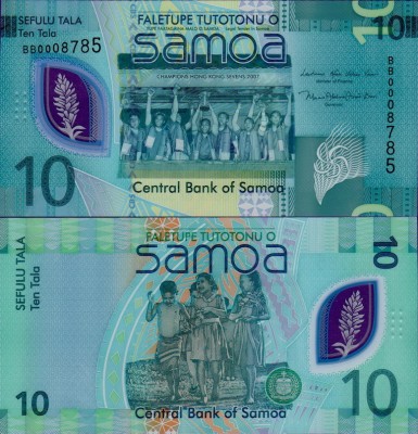 Банкнота Самоа 10 тала 2023 полимер