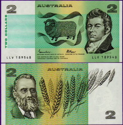 Банкнота Австралии 2 доллара 1985 года