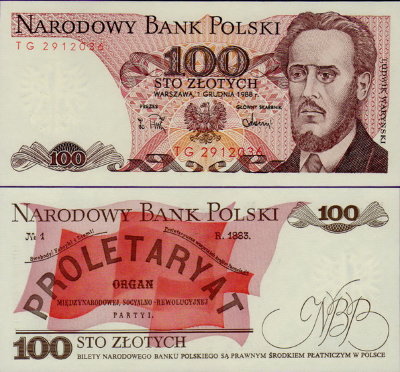 Банкнота Польши 100 злотых 1988 года