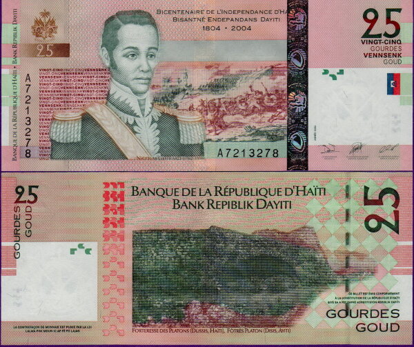 Банкнота Гаити 25 гурдов 2004 год