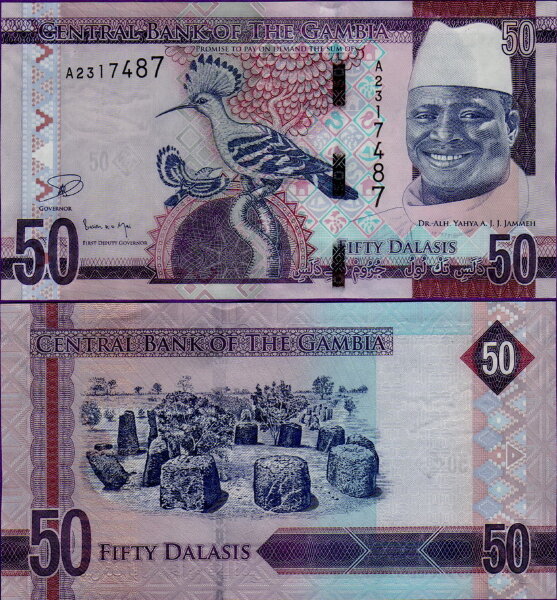 Банкнота Гамбии 50 даласи 2015 г