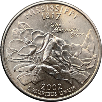 США 25 центов 2002 20-й штат Миссисипи