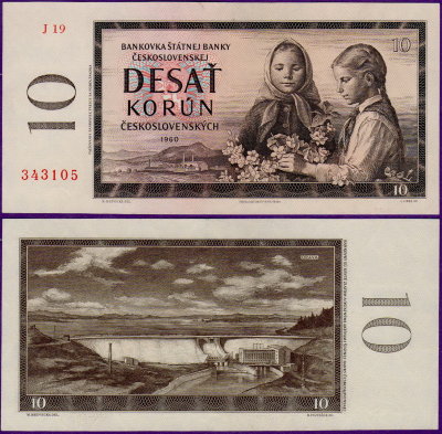 Банкнота Чехословакии 10 крон 1960 г