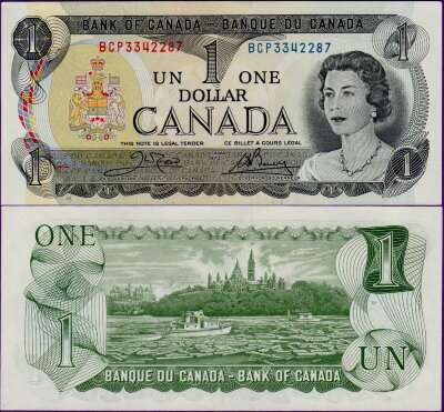 Банкнота Канады 1 доллар 1973 год
