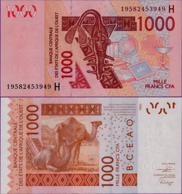 Банкнота Республики Нигер 1000 франков 2019 год