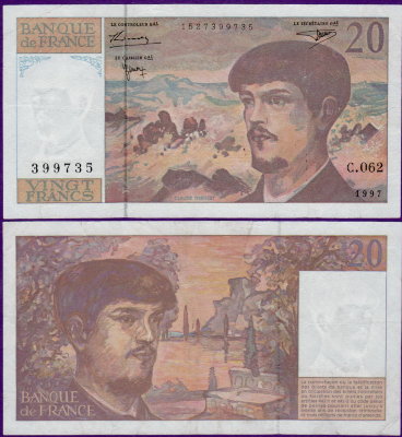 Банкнота Франции 20 франков 1997 года
