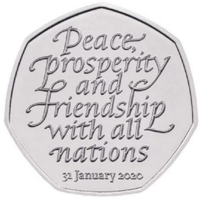 Монета Великобритании 50 пенсов 2020 Брексит