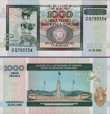 Банкнота Бурунди 1000 франков 2009 года