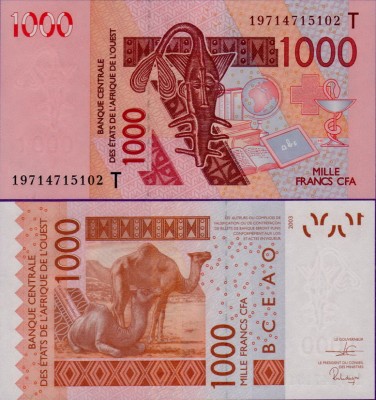Банкнота Того 1000 франков 2019 год