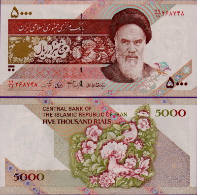 Банкнота Ирана 5000 риалов 1993 год