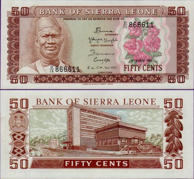 Банкнота Сьерра-Леоне 50 центов 1984 год