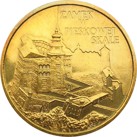 Монета Польши 2 злотых Замок в Песковой Скале 1997 год