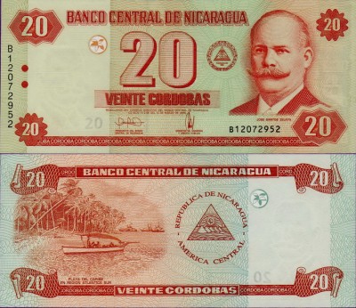 Банкнота Никарагуа 20 кордоба 2006 год