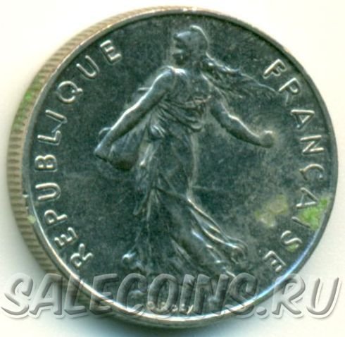 Монета Франции 1/2 франка 2000 год
