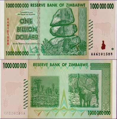 Банкнота Зимбабве 1 миллиард 2008 год