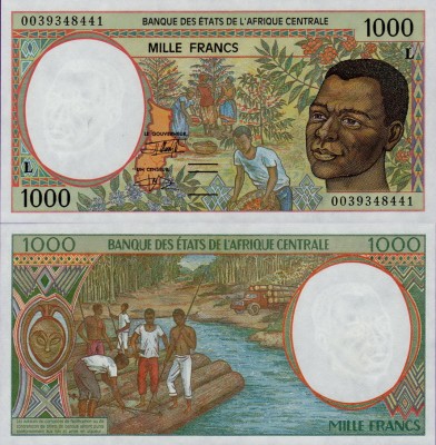 Банкнота Габона (L) Центральная Африка 1000 франков 2000