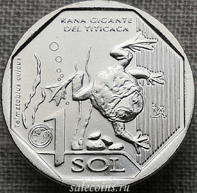 Монета Перу 1 соль 2019 год Титикакский свистун (лягушка)