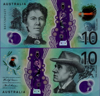 Банкнота Австралии 10 долларов 2017 год полимер