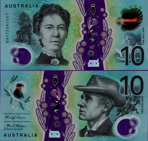 Банкнота Австралии 10 долларов 2017 год полимер
